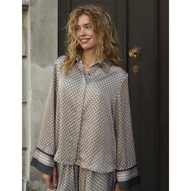 Neo Noir Mistan Patteren Skjorte - Beige