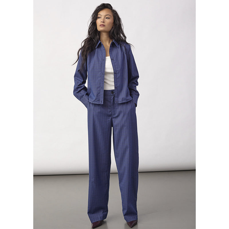 Co'couture DaxterCC Check Pleat Bukser - New Blue