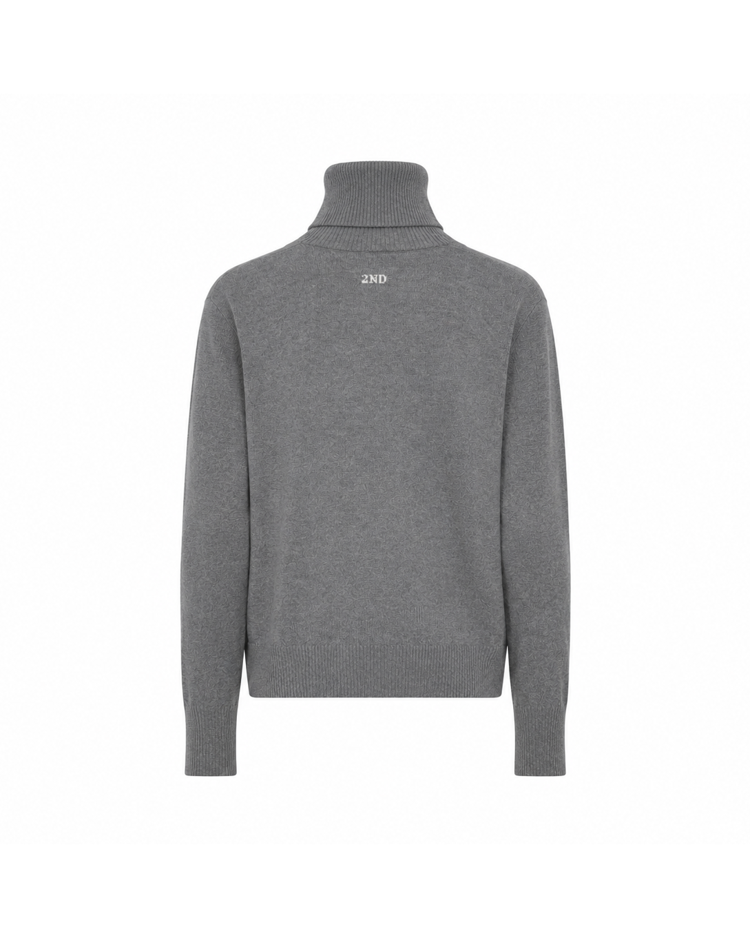 2NDDAY Porto Højhalset Strik - Medium Grey