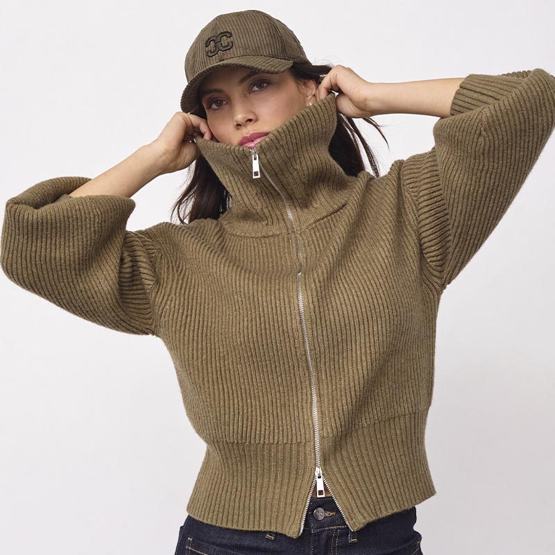 Co'couture RowCC Zip Strik Cardigan - Army