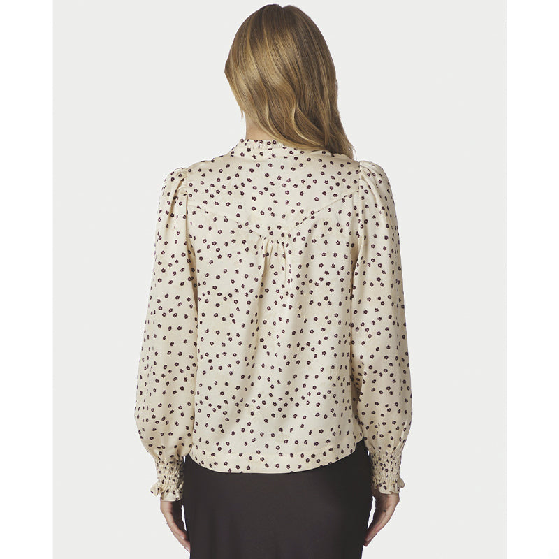 Neo Noir Astrida Flower Jacquard Bluse - Creme