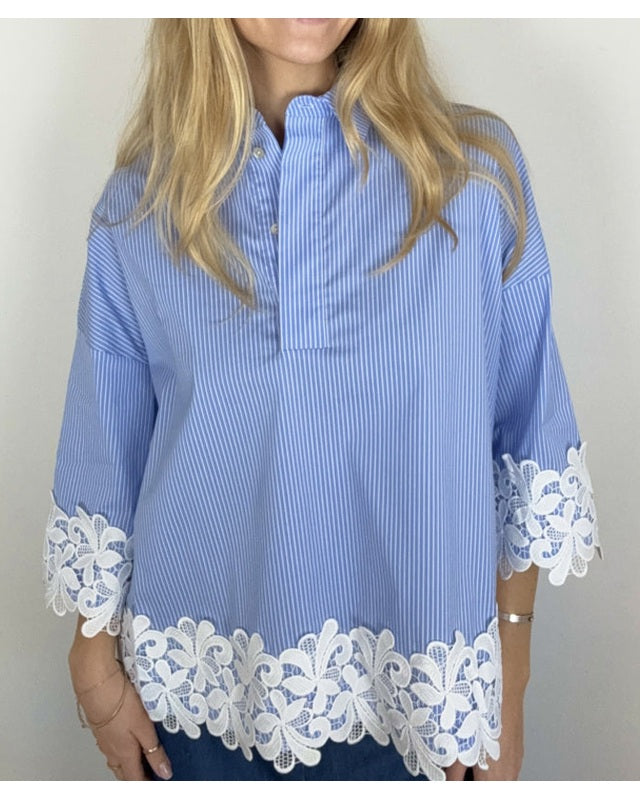Continue Klara Stripe Embrodery Skjorte