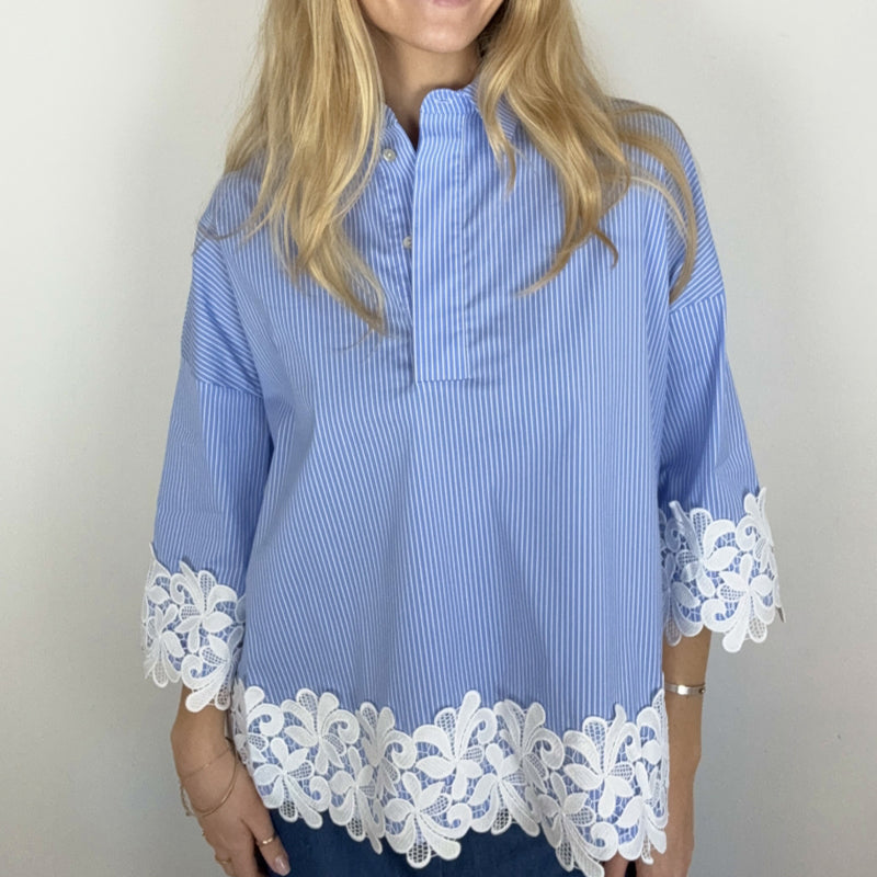 Continue Klara Stripe Embrodery Skjorte