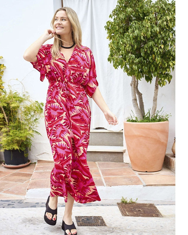 Black Colour BCLuna Long V-neck Kjole - Epic Pink