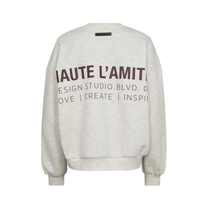 Haute L'amitie Back Print Studie Sweatshirt - Pearl Melange