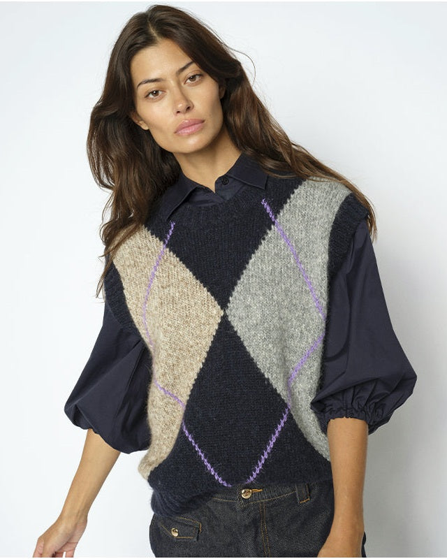Mos Mosh MMJennine Strik Vest - Salute Navy