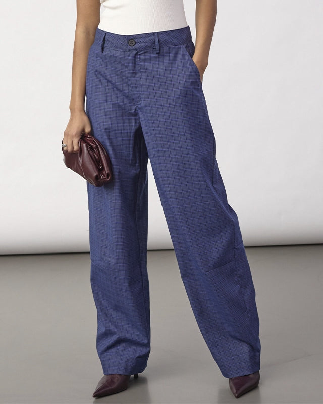 Co'couture DaxterCC Check Pleat Bukser - New Blue