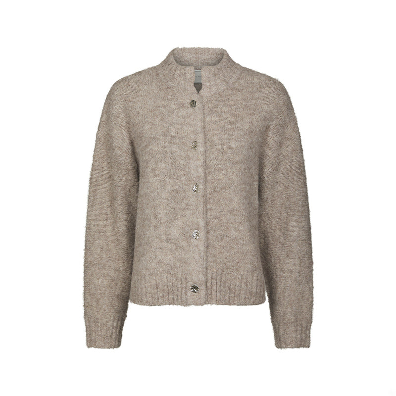 Neo Noir Taura Fluffy Cardigan - Beige Melange