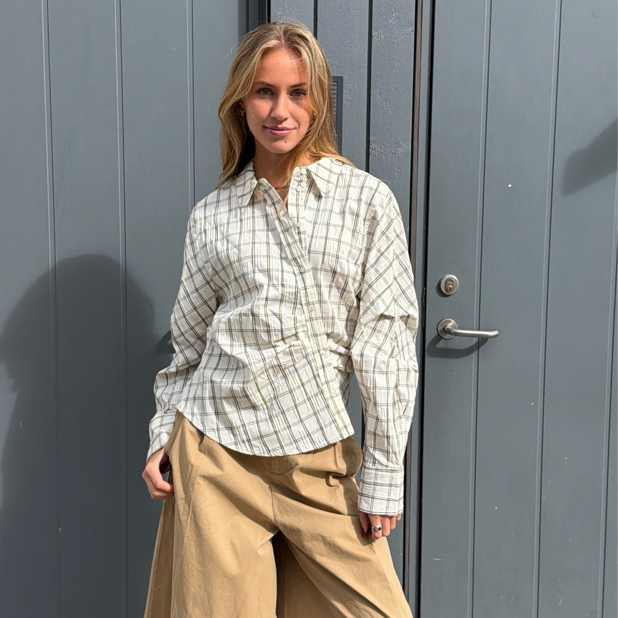 Co'couture Bisocc Asym Check Skjorte - Off-white