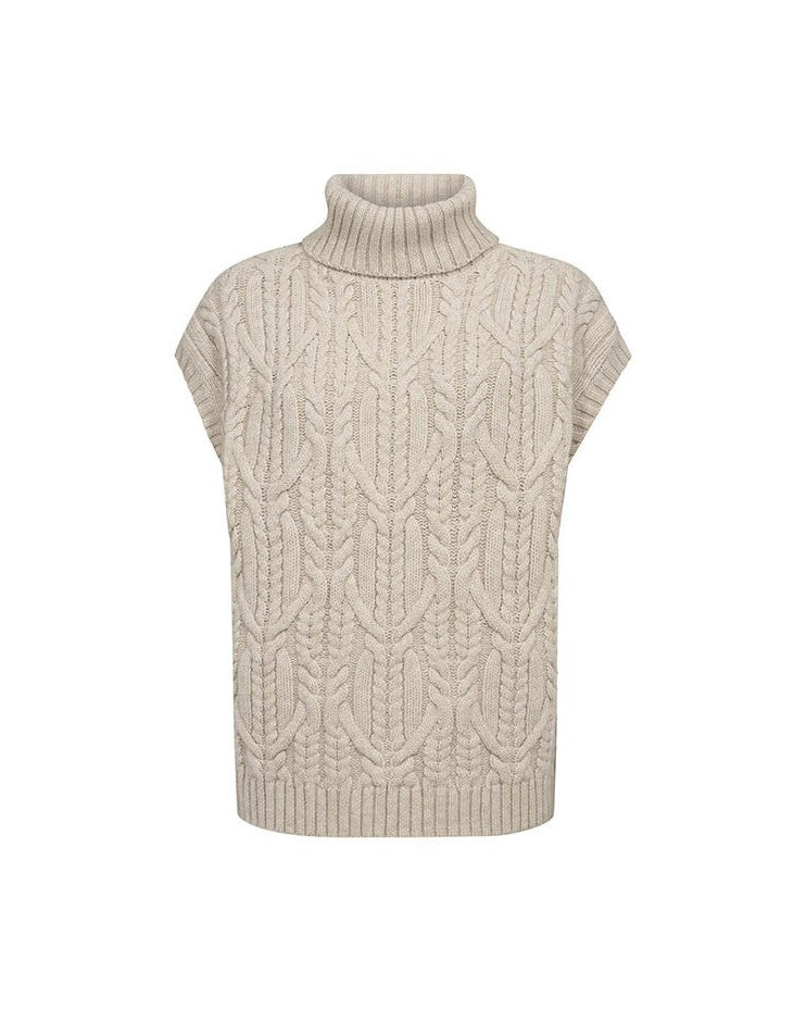 Co'couture RowCC Oversize Cable Strik Vest - Creme
