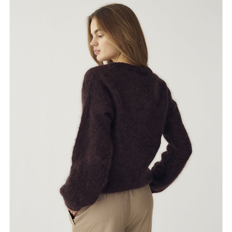 Noella N-Kae Mohair Cardigan - Dark Brown Chocolate