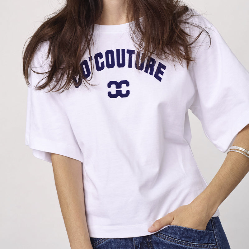 Co'couture ZengaCC O-neck T-shirt - White/ Blue