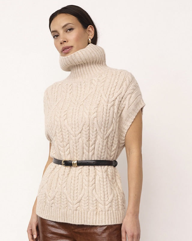 Co'couture RowCC Oversize Cable Strik Vest - Creme