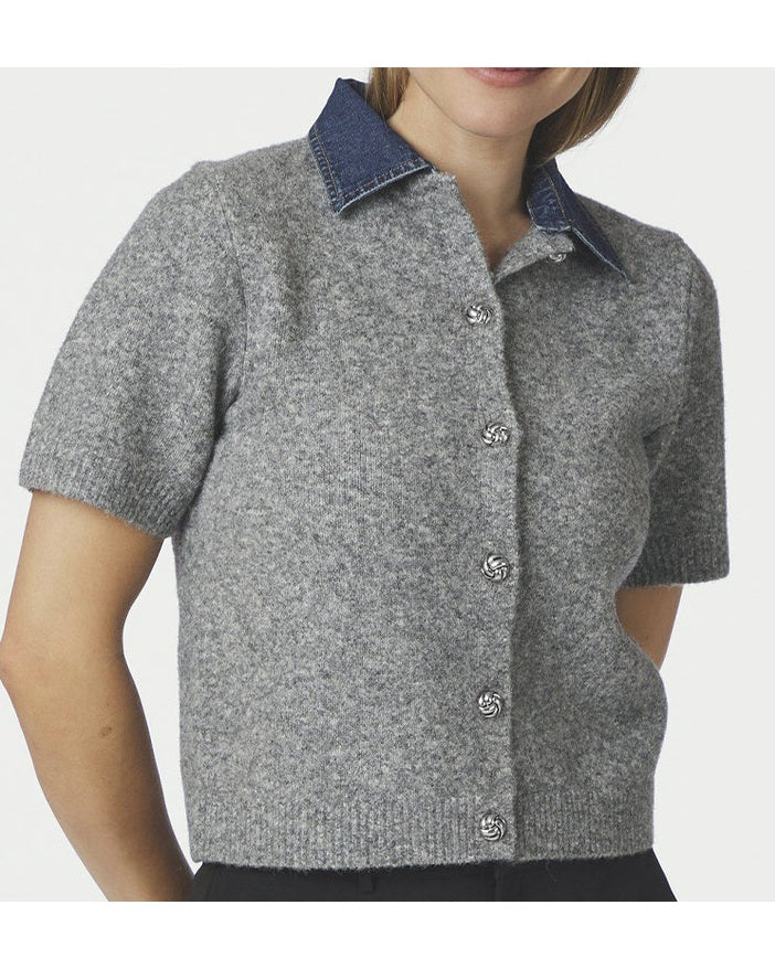 Neo Noir Amoria Strik Cardigan - Grey Melange