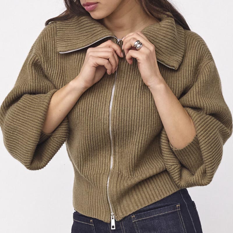 Co'couture RowCC Zip Strik Cardigan - Army
