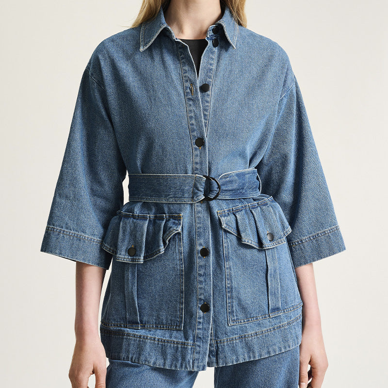 Bitte Kai Rand Hayato Lang Jakke - Denim Blue