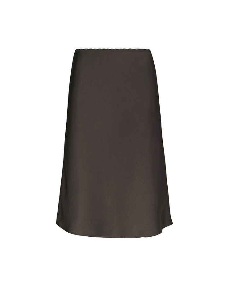 Neo Noir Mindie Heavy Satin Nederdel - Dark Brown