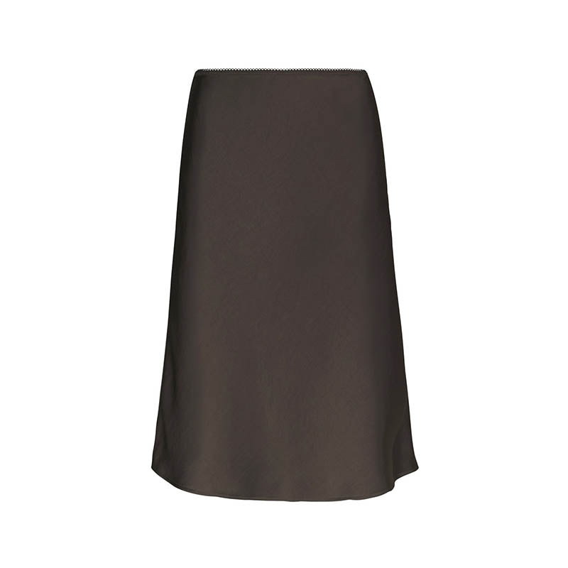 Neo Noir Mindie Heavy Satin Nederdel - Dark Brown