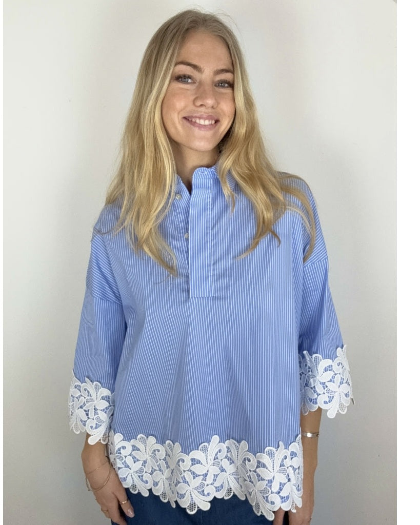 Continue Klara Stripe Embrodery Skjorte