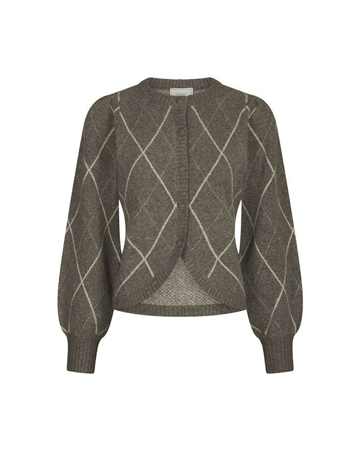 Neo Noir Koteas Check Strik Cardigan - Taupe