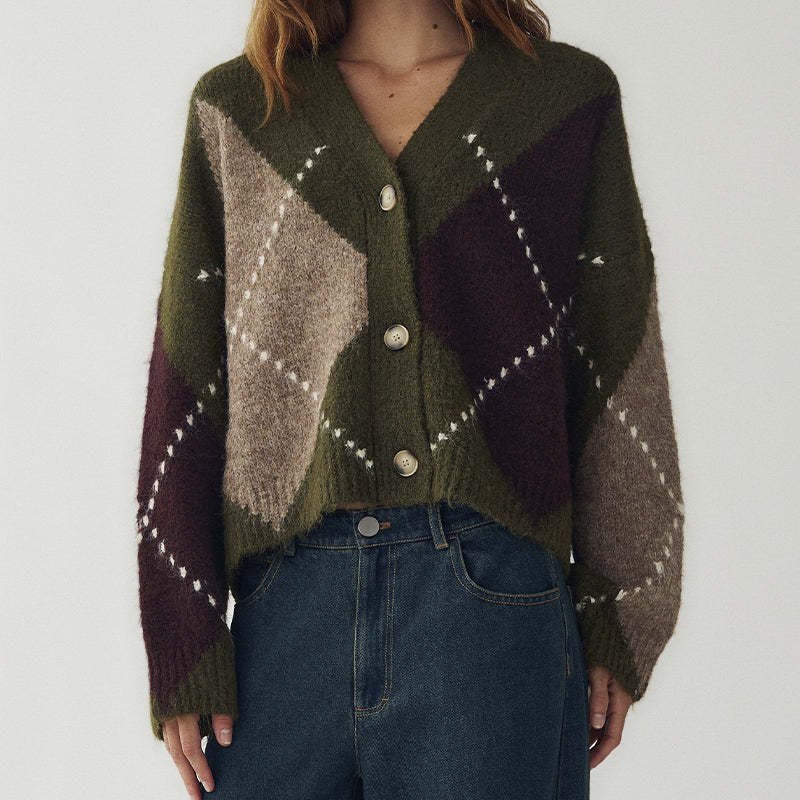 Noella N-Laiana Strik Cardigan - Avocado Green Mix