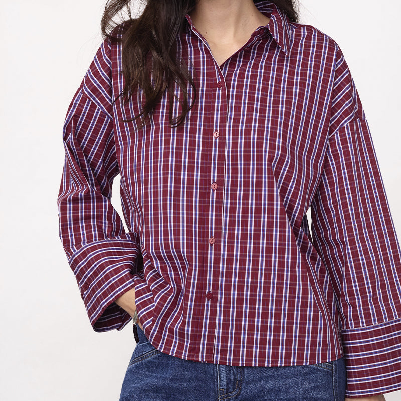 Co'couture ReneeCC Check Cuff Skjorte - Berry Red