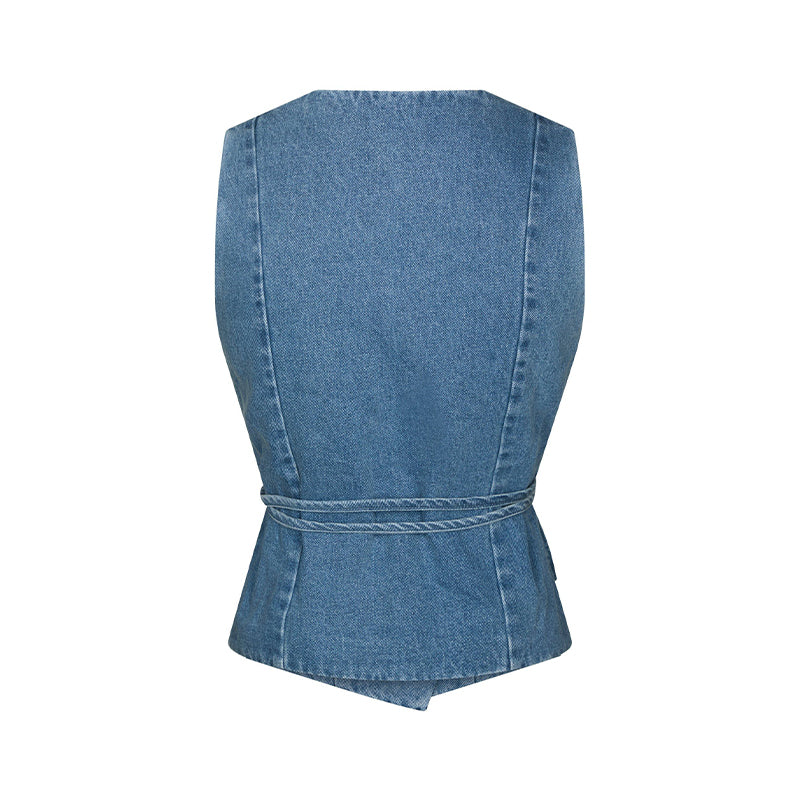 Neo Noir Samara Denim Waistcoat - Blue