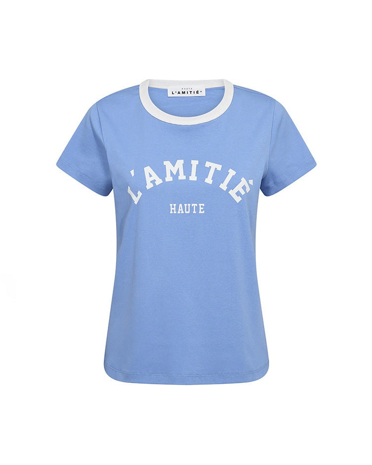 Haute L'amitie Neckline Logo T-shirt - New Blue