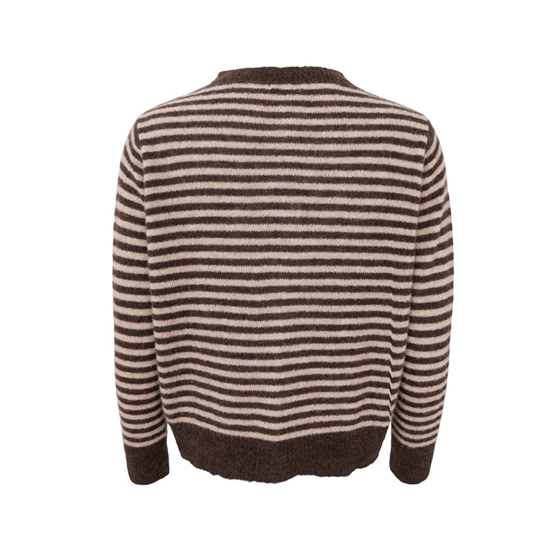 Black Colour BCDell Stribet Strik Cardigan - Coffee