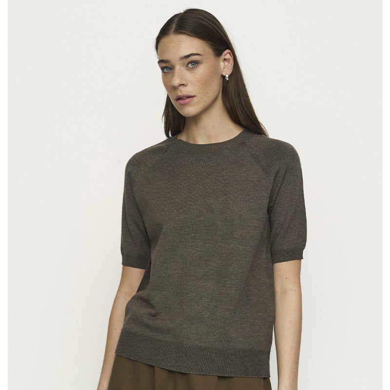 Soft Rebels SRMarla SS O-neck Strik - Canteen Melange