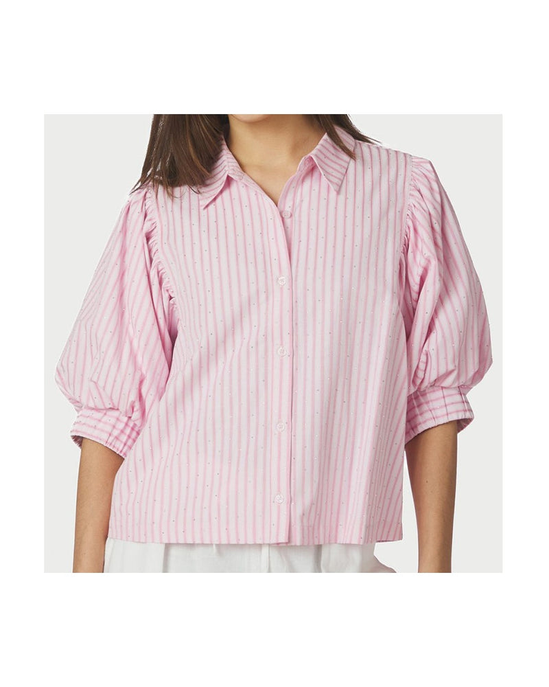 Neo Noir Etta Soft Stripe Stone Skjorte - Light Pink