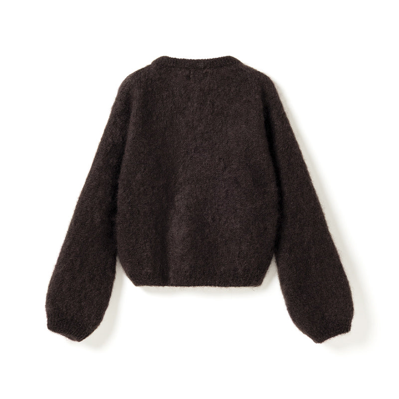 Noella N-Kae Mohair Cardigan - Dark Brown Chocolate