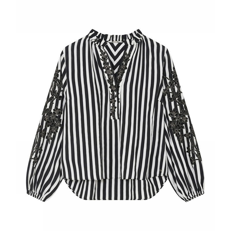 Gustav Annemie Broderet Bluse - Bull Black