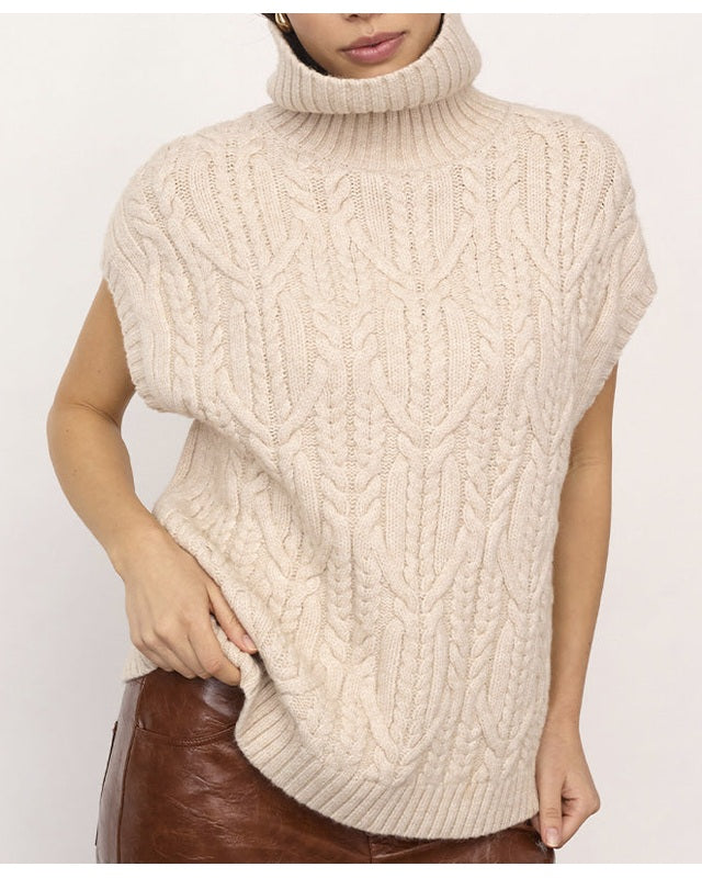 Co'couture RowCC Oversize Cable Strik Vest - Creme