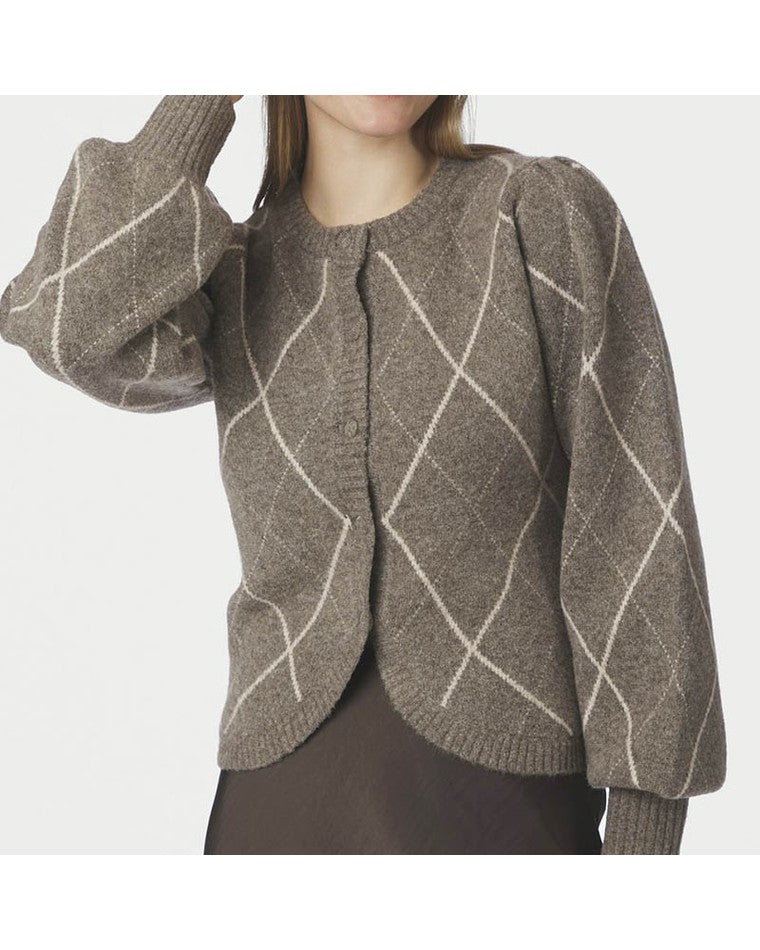 Neo Noir Koteas Check Strik Cardigan - Taupe