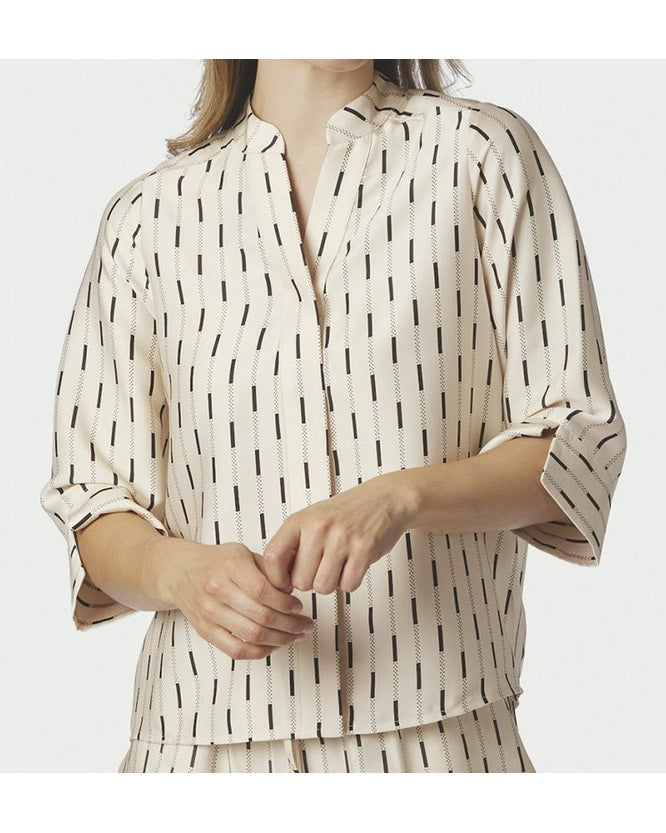 Neo Noir Camile Print Bluse - Creme