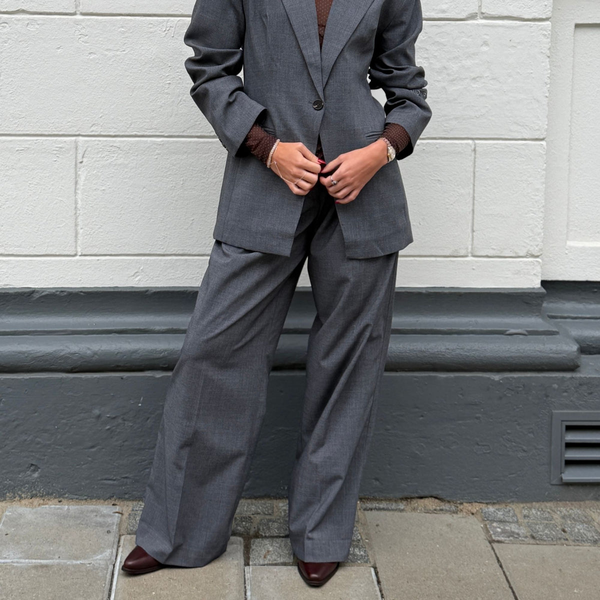 2NDDAY Mille Suiting Bukser - Light Grey Melange