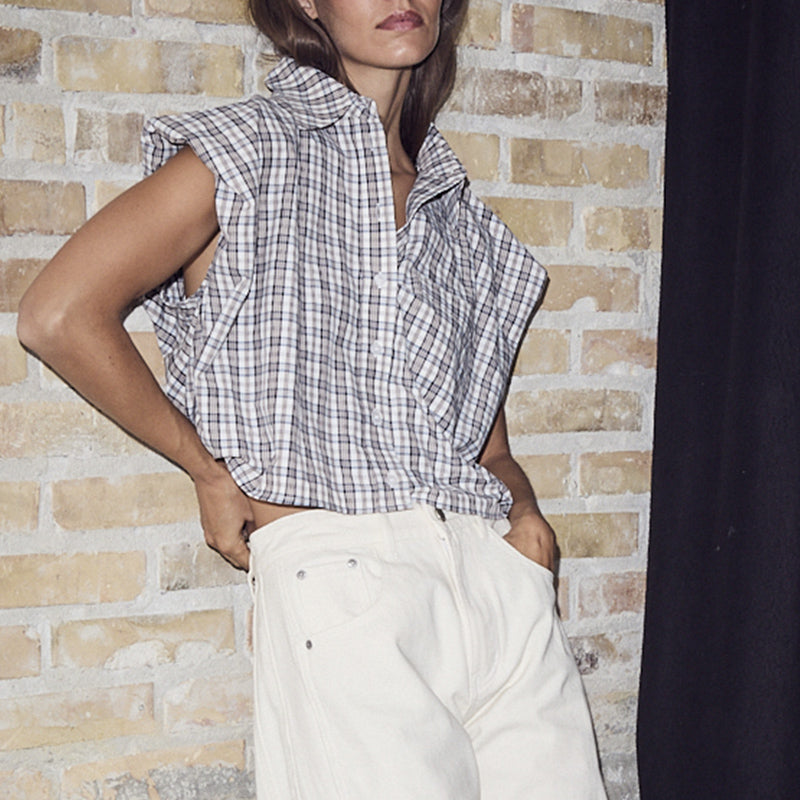 Haute L'amitie Dinnie Mini Check Skjorte - Offwhite