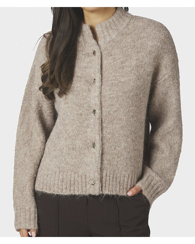 Neo Noir Taura Fluffy Cardigan - Beige Melange