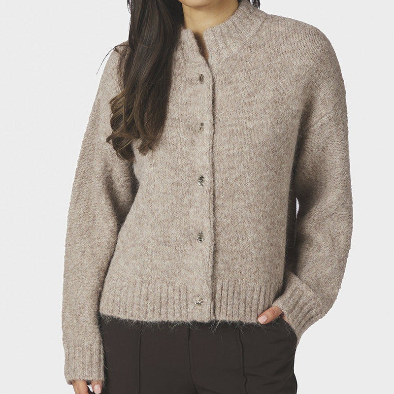 Neo Noir Taura Fluffy Cardigan - Beige Melange