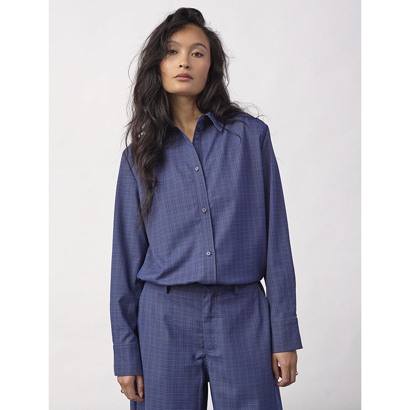 Co'couture DaxterCC Check Pleat Skjorte - New Blue