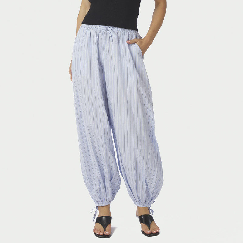 Neo Noir Roxane Ballon Double Stripe Bukser - Light Blue