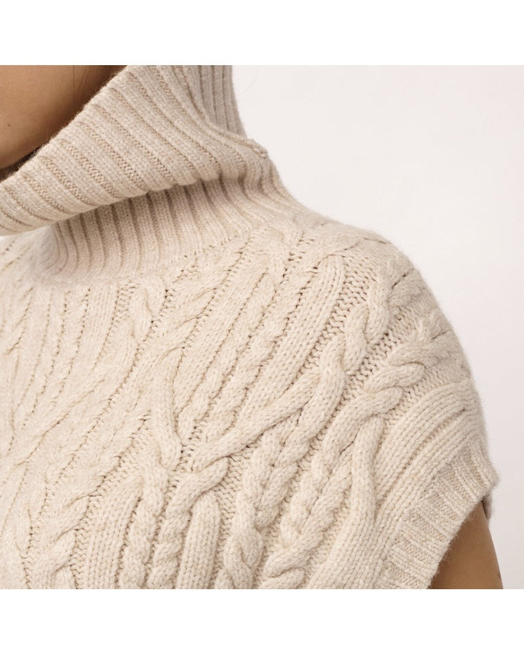 Co'couture RowCC Oversize Cable Strik Vest - Creme