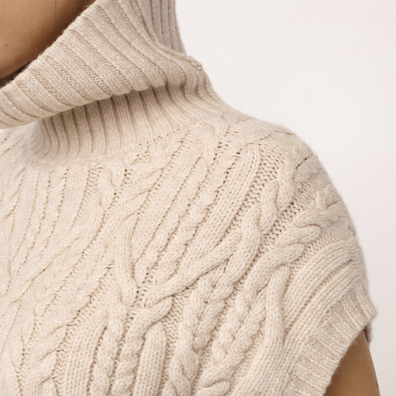 Co'couture RowCC Oversize Cable Strik Vest - Creme