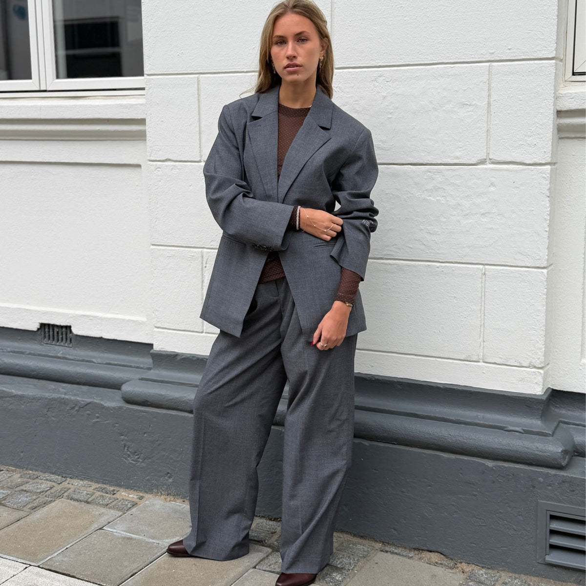2NDDAY Hanzan Fitted Blazer - Light Grey Melange