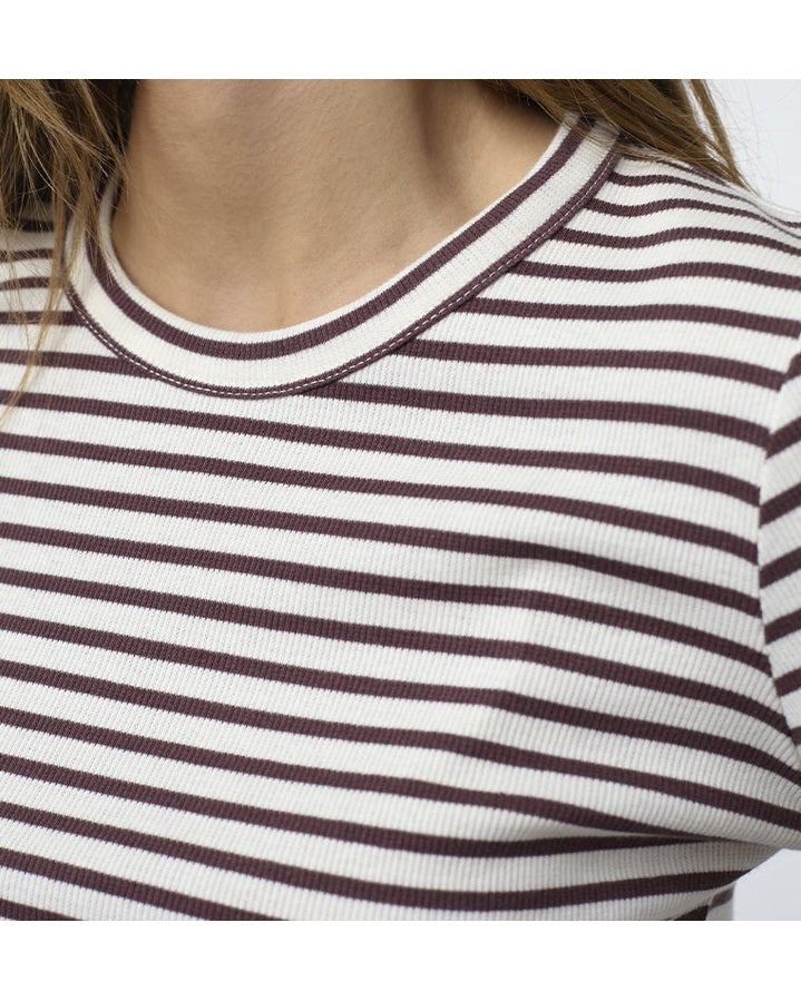 Sisters Point Eike-ls.str Langærmet T-shirt - Cream/ Berry