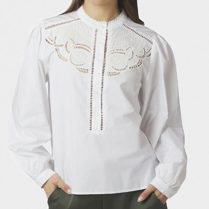 Neo Noir Aneliah C Poplin Bluse - White