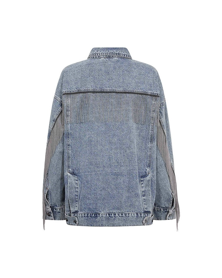 Co'couture DeniceCC Fringe Jakke - Bleach Denim
