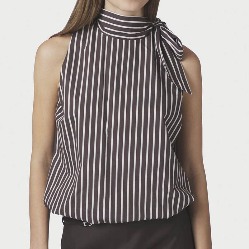 Neo Noir Veda Wide Stribet Top - Dark Brown