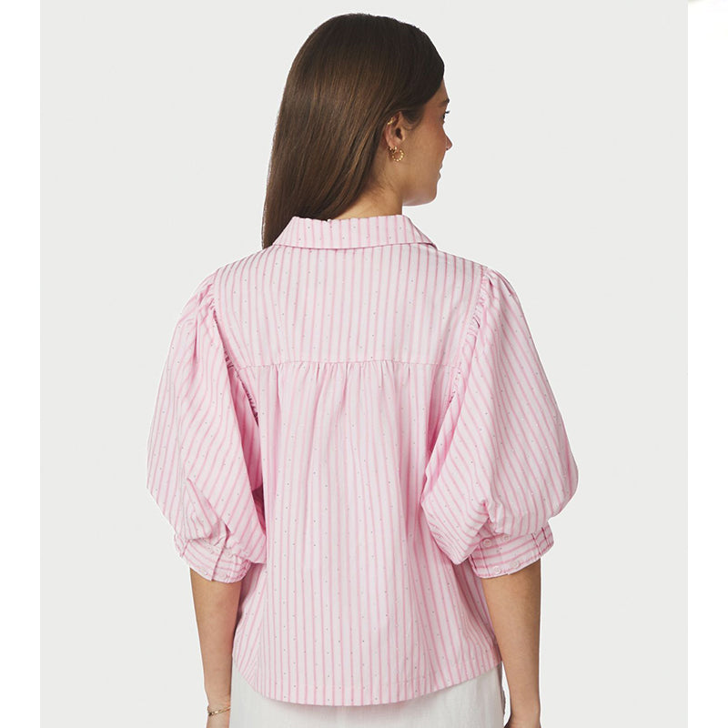 Neo Noir Etta Soft Stripe Stone Skjorte - Light Pink